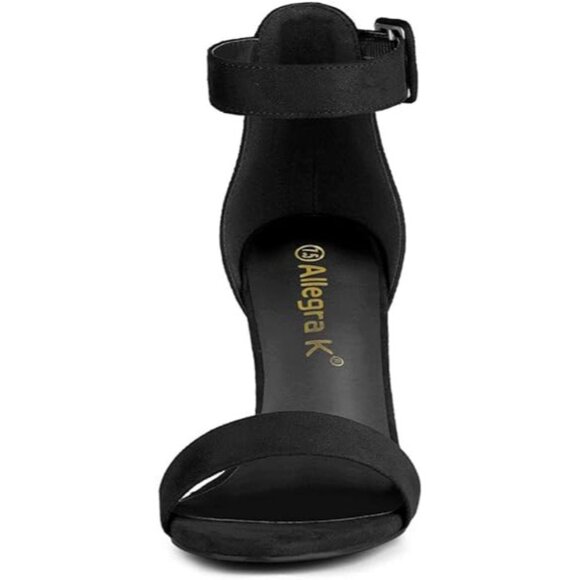 Allegra K Woman's Open Toe Chunky High Heel Ankle Strap Sandals Black 10 - Picture 8 of 11